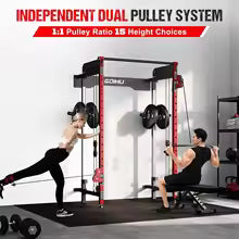 Folding Squat Rack with Cables (Wall-Mounted)