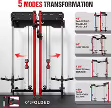 Folding Squat Rack with Cables (Wall-Mounted)