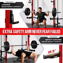 Folding Squat Rack with Cables (Wall-Mounted)